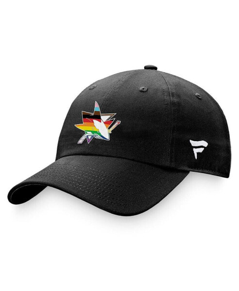 Men's Black San Jose Sharks Team Logo Pride Adjustable Hat