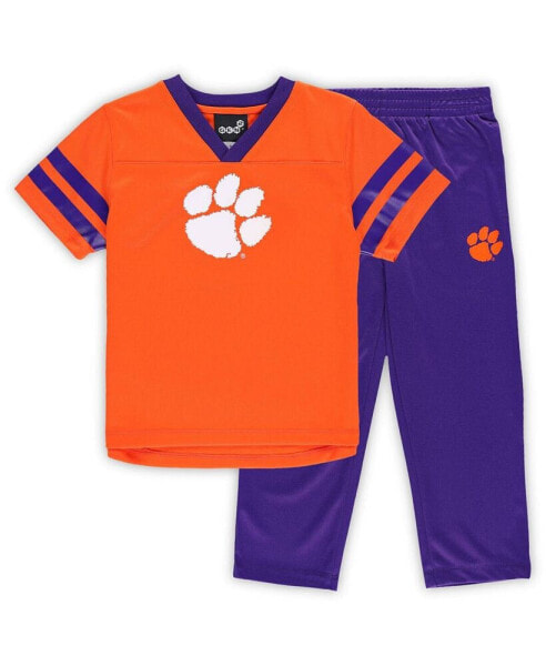 Toddler Boys and Girls Orange, Purple Clemson Tigers Red Zone Jersey and Pants Set