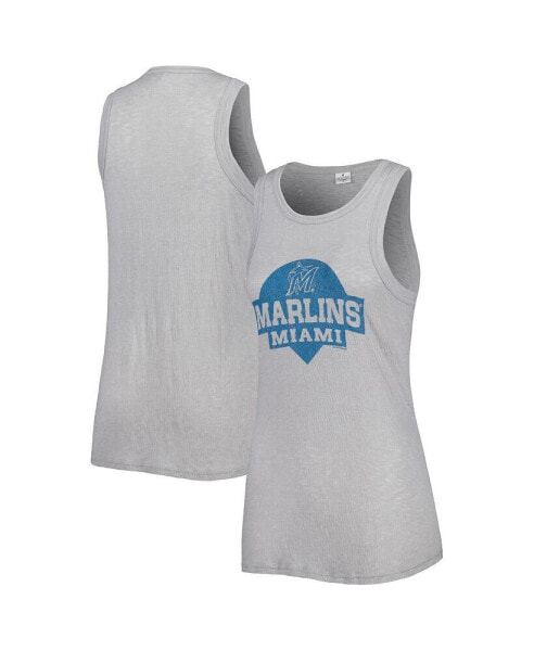 Women's Gray Miami Marlins Tri-Blend Tank Top