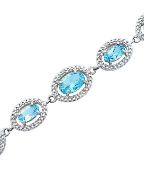 Blue Topaz (7-3/8 ct. t.w.) & Diamond (1/10 ct. t.w.) Link Bracelet in Sterling Silver