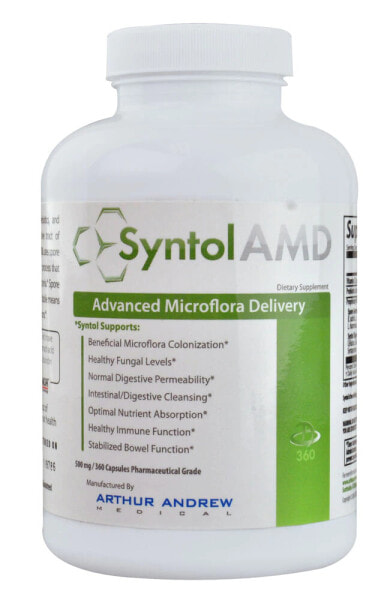Arthur Andrew Medical Inc. Syntol AMD Advanced Microflora Delivery Комбинация пробиотиков, пребиотиков и ферментов,  для очистки пищеварительного тракта 360 капсул