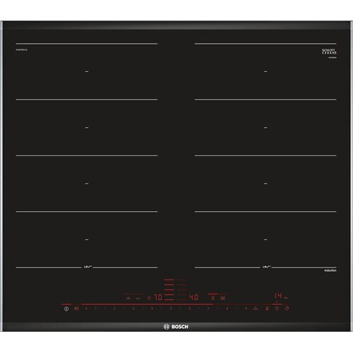 Bosch PXX675DC1E - Black,Stainless steel - Built-in - Zone induction hob - Glass-ceramic - 4 zone(s) - Front trim