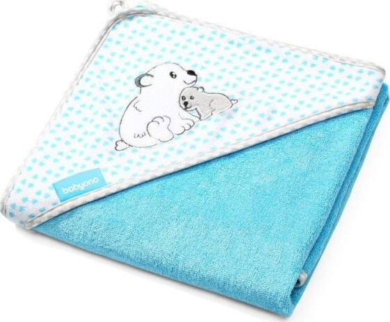 Babyono 346/02 Bamboo bath cover - towel with hood NATURAL BAMBOO 100X100cm blue