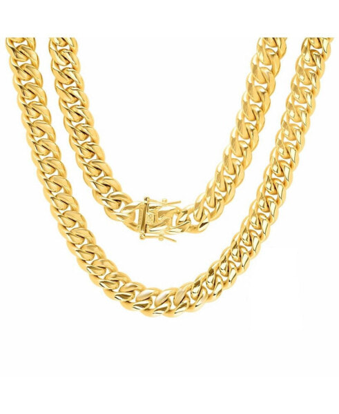 Men's 18k gold Plated Stainless Steel 24" Miami Cuban Link Chain with 12mm Box Clasp Necklaces