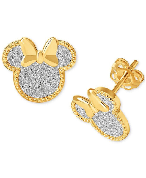 Minnie Mouse Glitter Stud Earrings in 18k Gold-Plated Sterling Silver