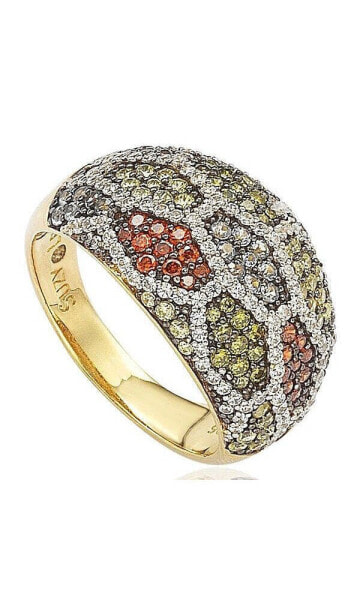 Suzy Levian Sterling Silver Cubic Zirconia Pave Multi-Color Geometric Ring