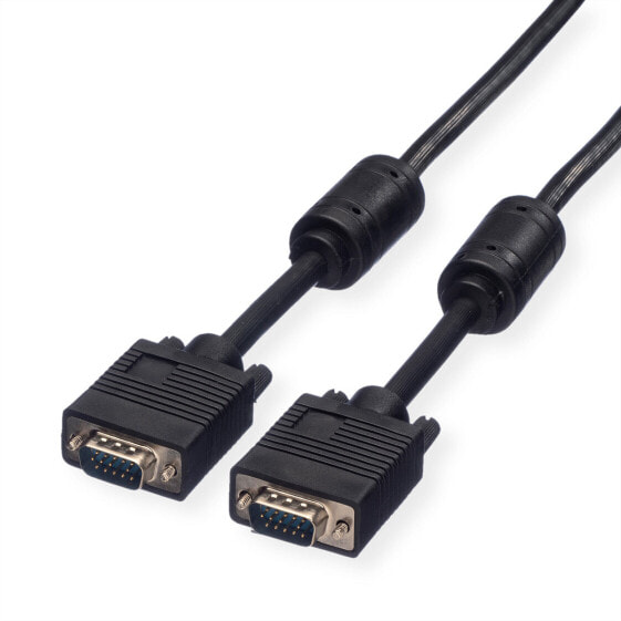 ROLINE HQ VGA Cable with Ferrite - HD15 M - HD15 M 15 m - 15 m - VGA (D-Sub) - VGA (D-Sub) - Male - Male - Black