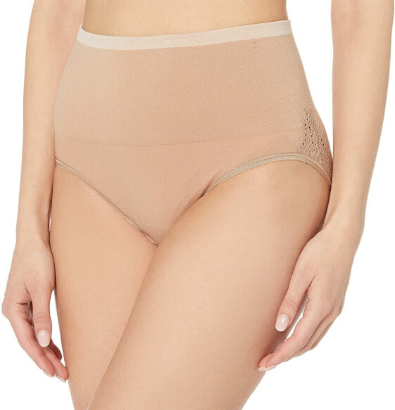 Yummie Women's 245727 Nude Seamless Lace Insert Shapewear Brief Underwear Size L