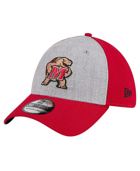 Men's Heather Gray/Red Maryland Terrapins Two-Tone 39THIRTY Flex Hat