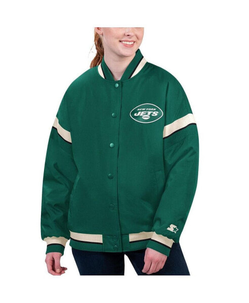 Свитшот Starter женский Турнирная куртка с V-образной застежкой, зеленый, New York Jets