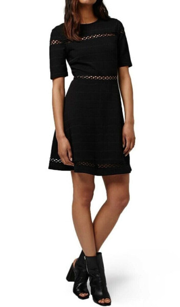 TOPSHOP 134188 Women's Black Openwork Inset Bandage Skater Dress Sz 8