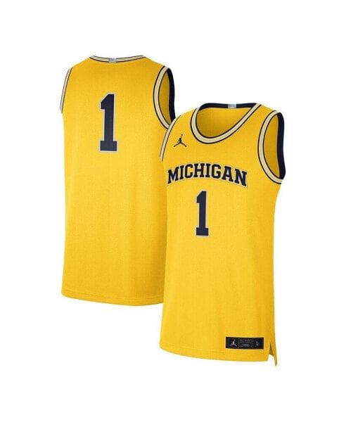 Men's #1 Maize Michigan Wolverines Limited Authentic Jersey