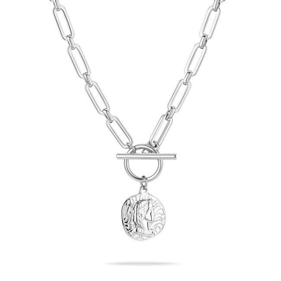 Modern Steel Coin Necklace TJ-0438-N-45