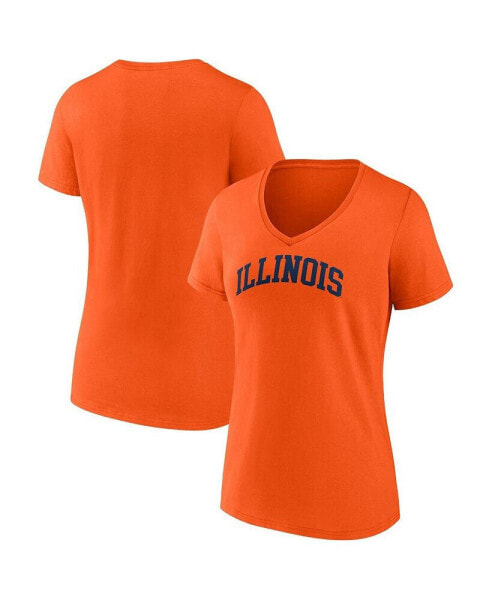 Women's Orange Illinois Fighting Illini Basic Arch V-Neck T-shirt