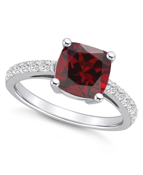 Garnet (2-3/4 Ct. T.W.) and Diamond (1/3 Ct. T.W.) Ring in 14K White Gold