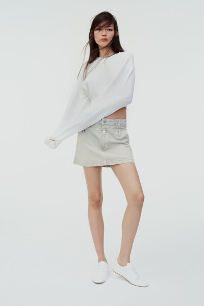 Low-rise denim mini skirt