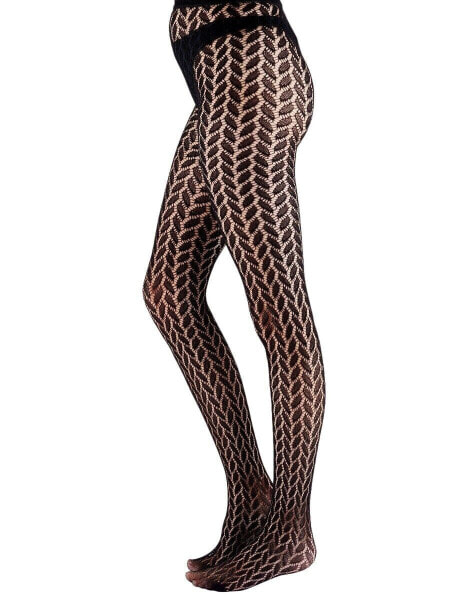 Pretty Polly Leaf Net Pattern Tights One Size Black - NPAYK7