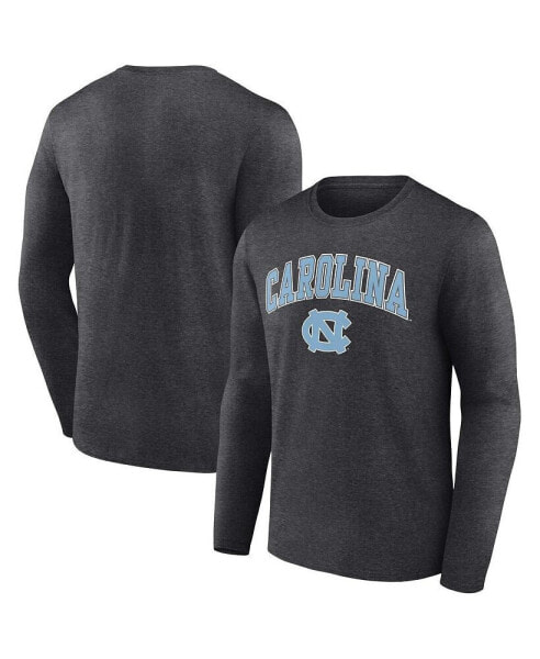 Men's Heather Charcoal North Carolina Tar Heels Campus Long Sleeve T-shirt