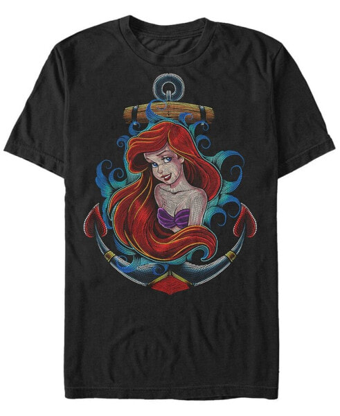 Disney Men's Little Mermaid Ariel Anchor Dot Build-Up, Short Sleeve T-Shirt