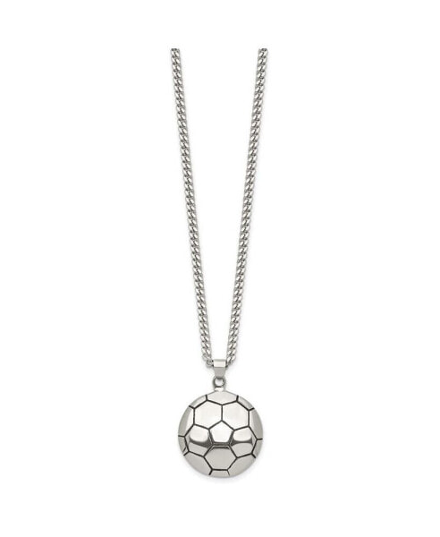 Chisel antiqued Soccer Ball Pendant Curb Chain Necklace