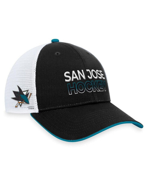 Men's Black San Jose Sharks Authentic Pro Rink Trucker Adjustable Hat