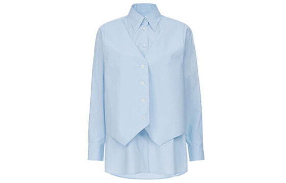 Рубашка MM6 Maison Margiela FW21 дизайн с ошибкой зрения длинный рукав мужская синяя
