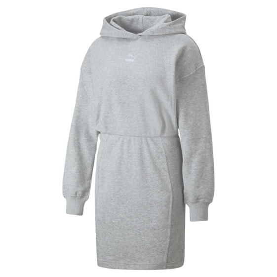 Puma Classics Long Sleeve Hoodie Dress Womens Grey Casual 53568704