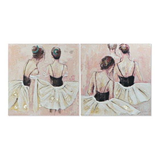 Картина DKD Home Decor Dancers 100 x 3,5 x 100 cm Балерина романтик (2 штук)