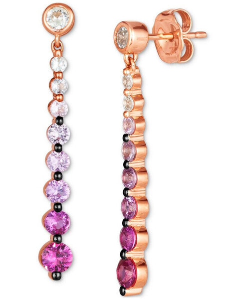 Pink Ombré Sapphire (1-1/6 ct. t.w.) & White Sapphire (1/4 ct. t.w.) Drop Earrings in 14k Rose Gold