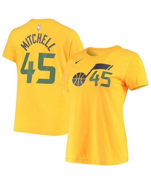 Women's Donovan Mitchell Gold Utah Jazz 2019/20 City Edition Name and Number T-shirt