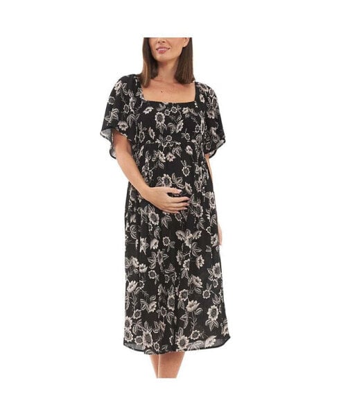 Платье для беременных Ripe Maternity trina Shirred Чёрное/Натуральное