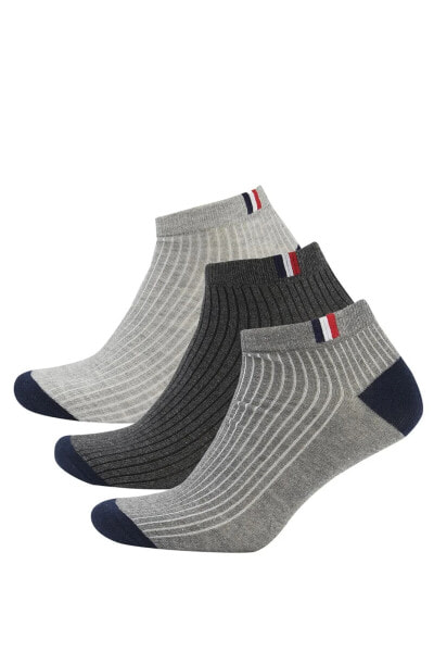 Erkek 3lü Pamuklu Patik Çorap T7241azns