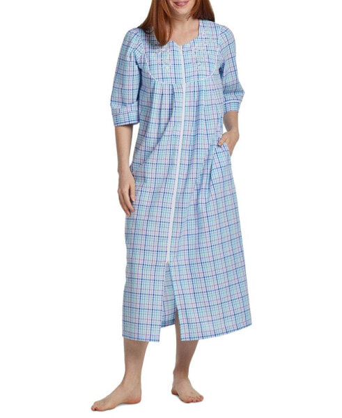 Пижама Miss Elaine женская с карманами и маленькие клетки.