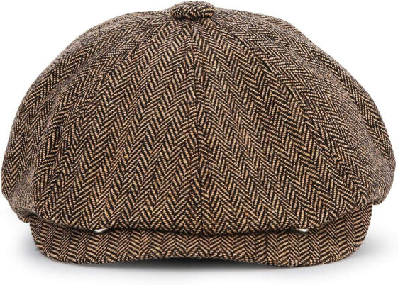 KeepSa Newsboy-Style Peaked Cap for Men and Women, 8-Panel Peaky Blinders, Herringbone Tweed Retro Flat Cap, Gatsby Cap