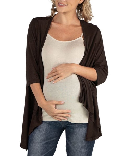 Elbow Length Sleeve Maternity Open Cardigan