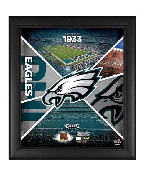 Philadelphia Eagles Framed 15" x 17" Team Impact Collage with a Piece of Game-Used Football - Limited Edition of 500