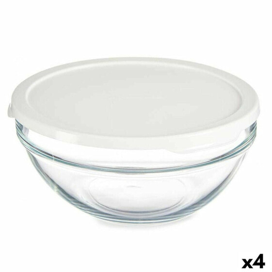Круглая коробочка для завтраков с крышкой Chefs Белый 1,7 L 21 x 9 x 21 cm (4 штук)