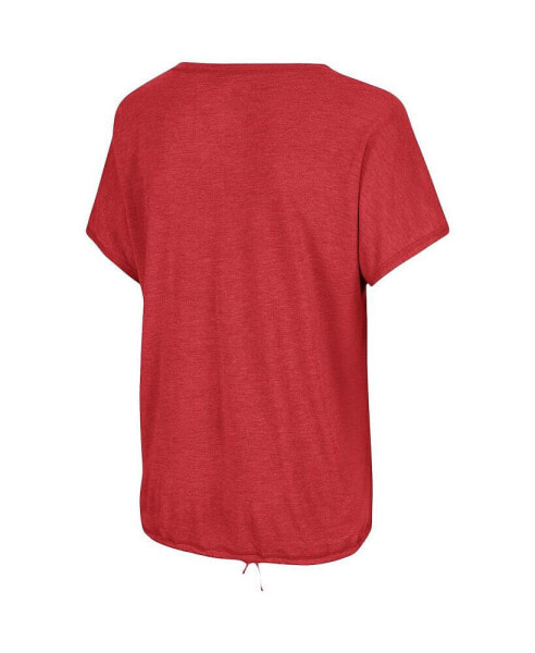 Women's Heathered Crimson Alabama Crimson Tide Fifth Sense Drawcord V-Neck T-shirt