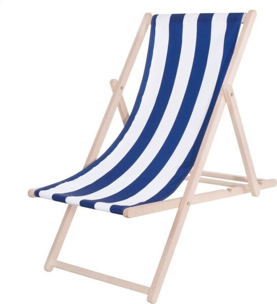 Platinet PLATINET SUMMER SUNBED LEŻAK OGRODOWY WOOD BLUE STRIP [45435]