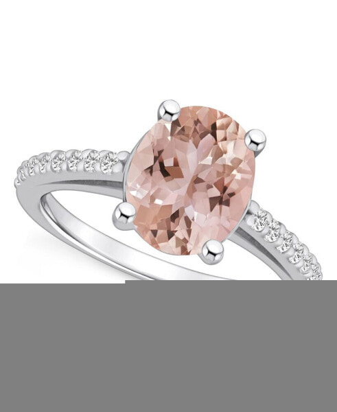 Morganite (2-1/2 ct. t.w.) and Diamond (1/4 ct. t.w.) Ring in 14K White Gold