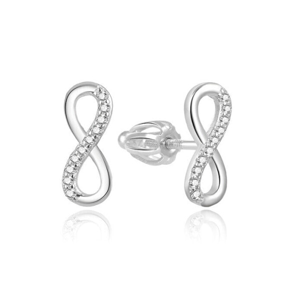 Fine silver earrings with zircons Infinity AGUP2062S
