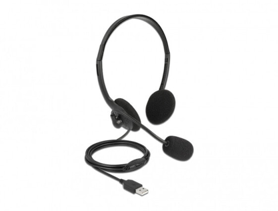 Delock 27178 - USB-Stereo-Headset mit Lautstärkeregler ultra-leicht
