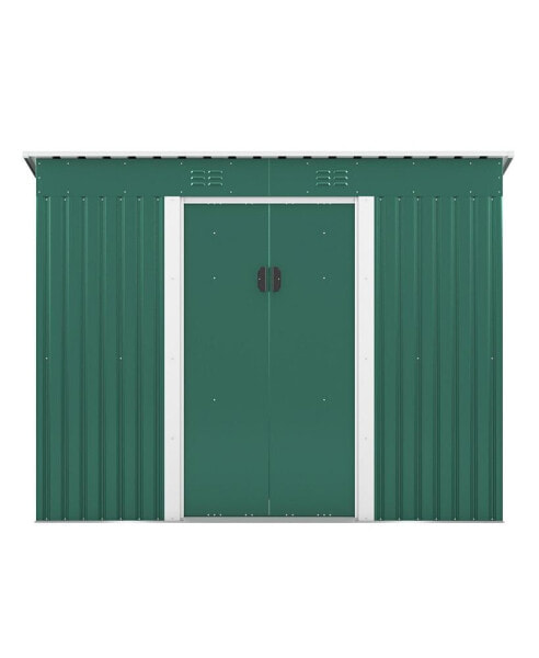 XL Galvanized Steel Outdoor Storage Shed with Sloped Roof and Vents