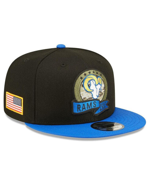 Men's Black, Blue Los Angeles Rams 2022 Salute To Service 9FIFTY Snapback Hat