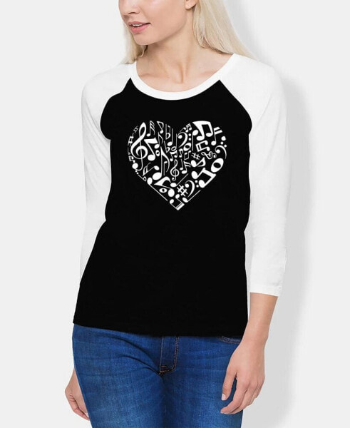 Women's Raglan Word Art Heart Notes T-shirt