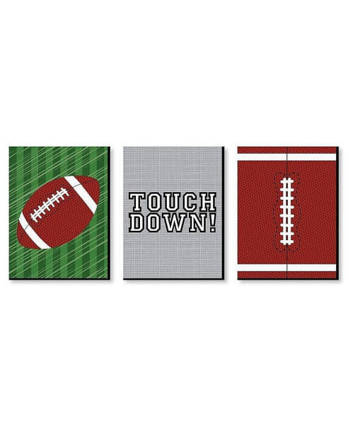 End Zone - Football - Sports Wall Art Decor - 7.5 x 10 inches - Set of 3 Prints