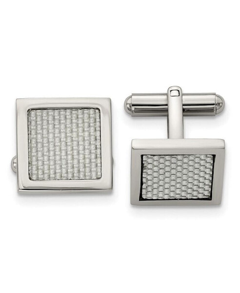 Stainless Steel with Grey Carbon Fiber Inlay Square Cufflinks