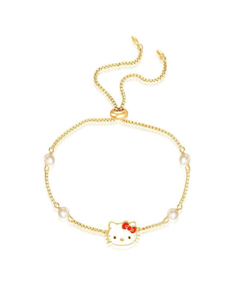 Sanrio Glass Pearl Charm Lariat Bracelet, 9.5'' Box Chain