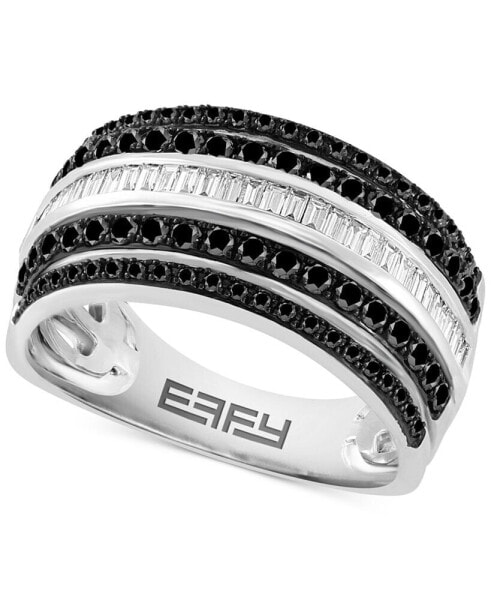 EFFY® Black Diamond (3/4 ct. t.w.) & White Diamond (1/5 ct. t.w.) Multi-Row Statement Ring in 14k White Gold