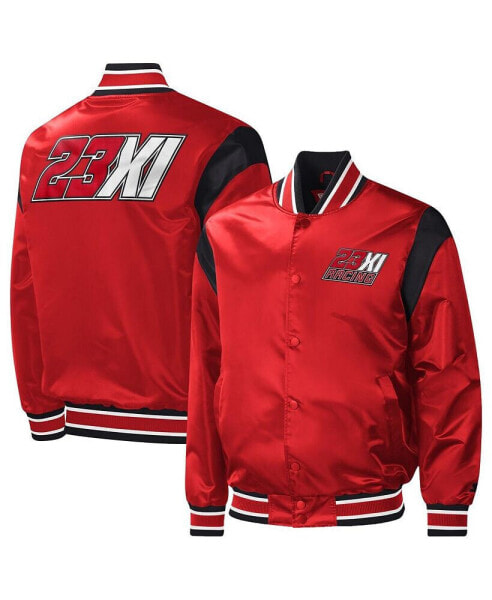 Men's Red 23XI Racing Force Play Full-Snap Varsity Jacket